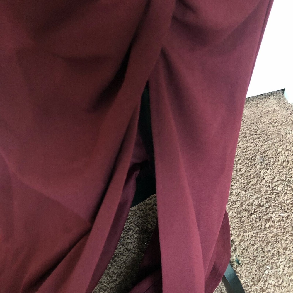 Emerald Sundae Womens Burgundy V-Neck Ruched Maxi Formal Gown Dress Size 16 NWT - Picture 7 of 12